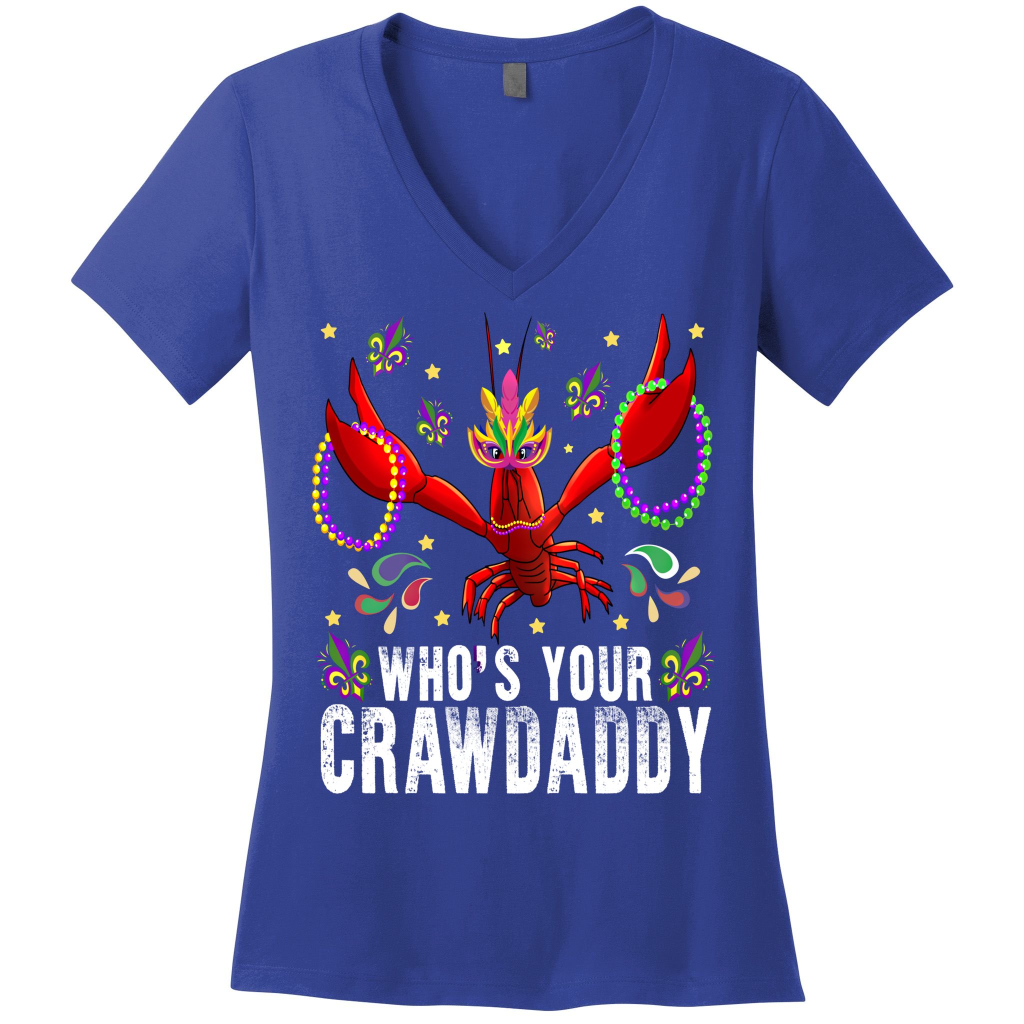Whos Your Crawdaddy Mardi Gras Crawfish Jester Beads Funny Gift Women's V-Neck T-Shirt