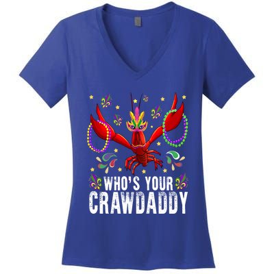 Whos Your Crawdaddy Mardi Gras Crawfish Jester Beads Funny Gift Women's V-Neck T-Shirt