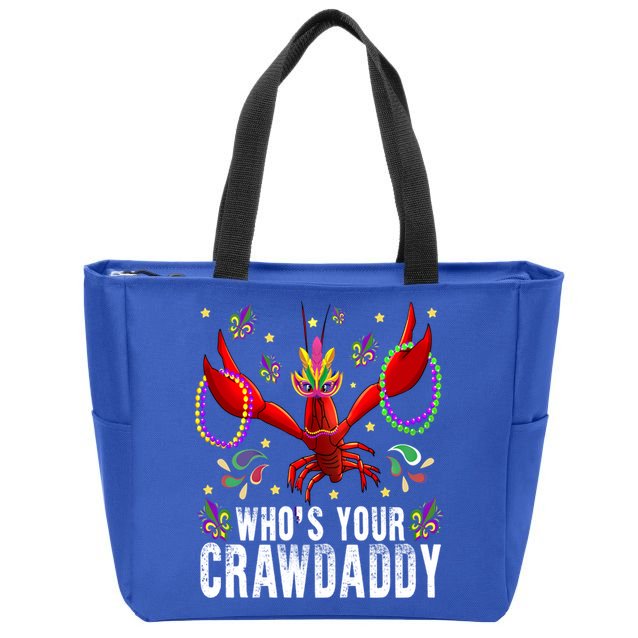 Whos Your Crawdaddy Mardi Gras Crawfish Jester Beads Funny Gift Zip Tote Bag