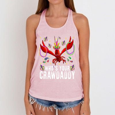 Whos Your Crawdaddy Mardi Gras Crawfish Jester Beads Funny Gift Women's Knotted Racerback Tank