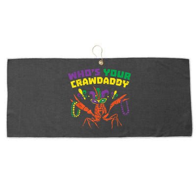 Whos Your Crawdaddy Crawfish Jester Beads Funny Mardi Gras Large Microfiber Waffle Golf Towel