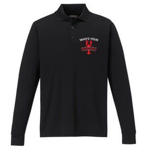 Who's Your Crawdaddy Funny Crawfish Boil Mardi Gras Gift Performance Long Sleeve Polo