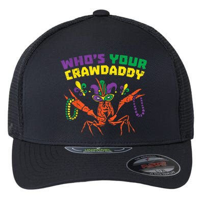 Whos Your Crawdaddy Crawfish Jester Beads Funny Mardi Gras Flexfit Unipanel Trucker Cap