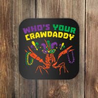 Whos Your Crawdaddy Crawfish Jester Beads Funny Mardi Gras Coaster