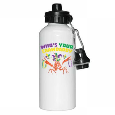 Whos Your Crawdaddy Crawfish Jester Beads Funny Mardi Gras Aluminum Water Bottle