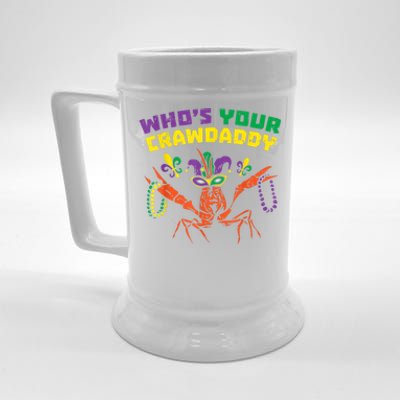 Whos Your Crawdaddy Crawfish Jester Beads Funny Mardi Gras Beer Stein