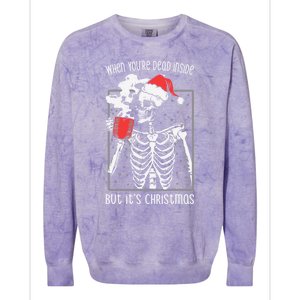 When YouRe Dead Inside But ItS Christmas Skeleton Coffee Cool Gift Colorblast Crewneck Sweatshirt