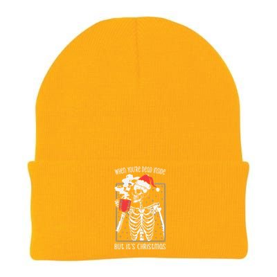 When YouRe Dead Inside But ItS Christmas Skeleton Coffee Cool Gift Knit Cap Winter Beanie