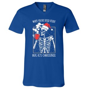 When YouRe Dead Inside But ItS Christmas Skeleton Coffee Cool Gift V-Neck T-Shirt