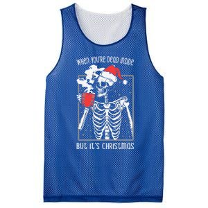 When YouRe Dead Inside But ItS Christmas Skeleton Coffee Cool Gift Mesh Reversible Basketball Jersey Tank