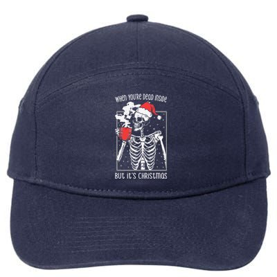 When YouRe Dead Inside But ItS Christmas Skeleton Coffee Cool Gift 7-Panel Snapback Hat