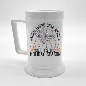 When YouRe Dead Inside But ItS Christmas Skeleton Funny Gift Beer Stein