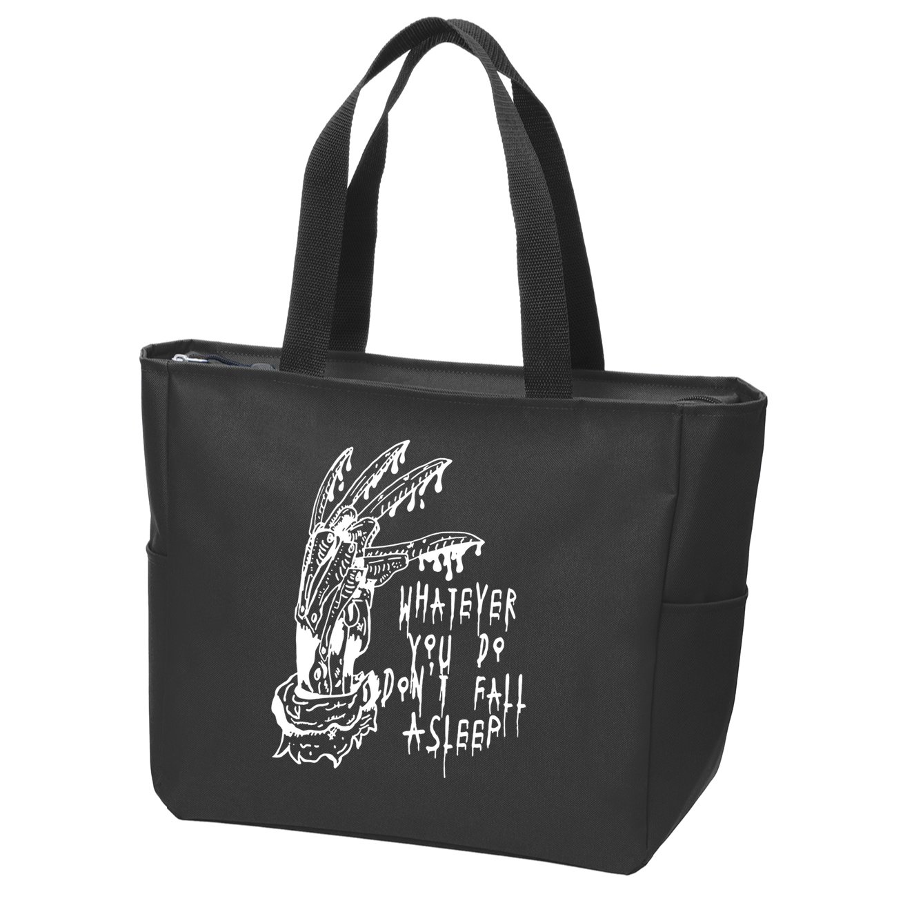 Whatever You Do Don't Fall Asleep Nightmare Horror Freddy Hand Halloween Costume Zip Tote Bag