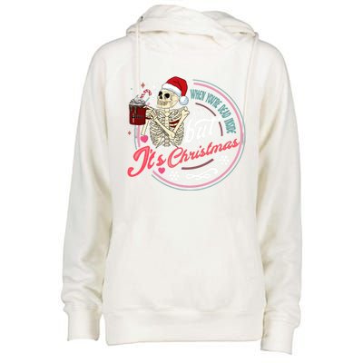 When YouRe Dead Inside But ItS Christmas Skeleton Humor Cute Gift Womens Funnel Neck Pullover Hood