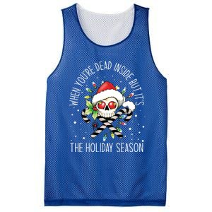 When YouRe Dead Inside But ItS Holiday Season Skull Santa Gift Mesh Reversible Basketball Jersey Tank