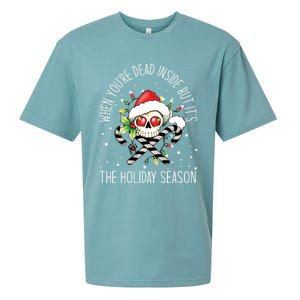 When YouRe Dead Inside But ItS Holiday Season Skull Santa Gift Sueded Cloud Jersey T-Shirt