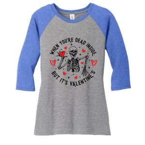 When You're Dead Inside But It's Valentine's Matching Couple Great Gift Women's Tri-Blend 3/4-Sleeve Raglan Shirt