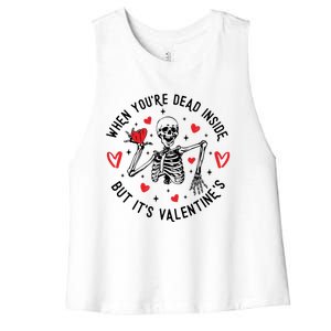 When You're Dead Inside But It's Valentine's Matching Couple Great Gift Women's Racerback Cropped Tank