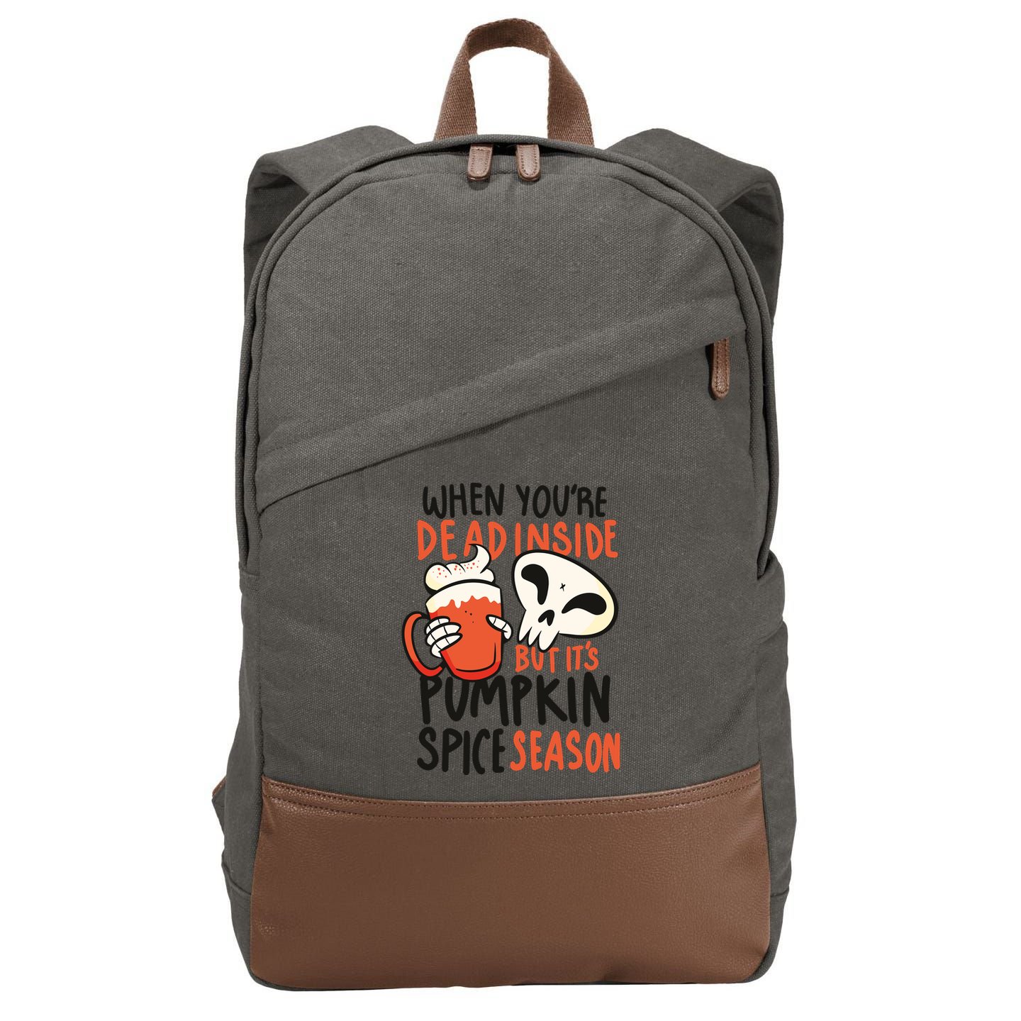 When You're Dead Inside Pumpkin Season Cotton Canvas Backpack