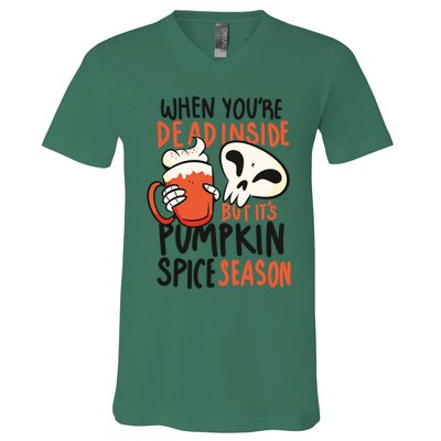When You're Dead Inside Pumpkin Season V-Neck T-Shirt
