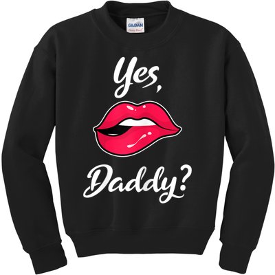 Womens Yes Daddy BDSM Kinky Sexy Lips Kids Sweatshirt