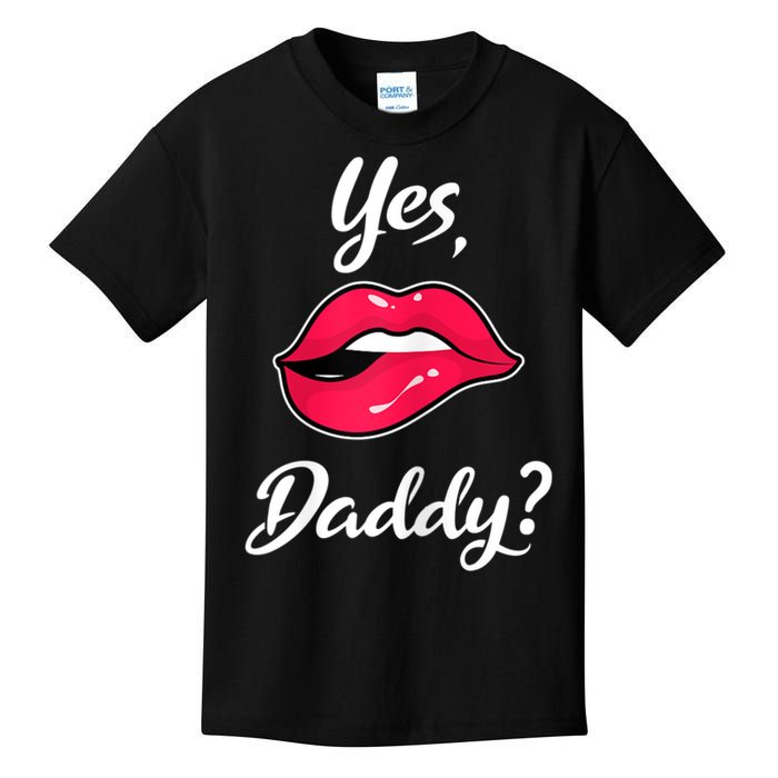 Womens Yes Daddy BDSM Kinky Sexy Lips Kids T-Shirt