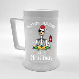 When You're Dead Inside But It's Christmas Funny Skeleton Gift Beer Stein