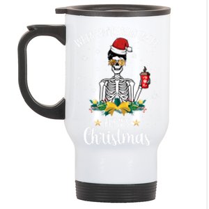 When You're Dead Inside But It's Christmas Funny Skeleton Gift Stainless Steel Travel Mug