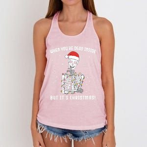 When You're Dead Inside But It's Christmas Funny Skeleton Cool Gift Women's Knotted Racerback Tank