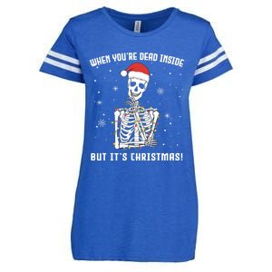 When You're Dead Inside But It's Christmas Funny Skeleton Cool Gift Enza Ladies Jersey Football T-Shirt