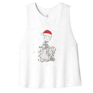 When You're Dead Inside But It's Christmas Funny Skeleton Cool Gift Women's Racerback Cropped Tank