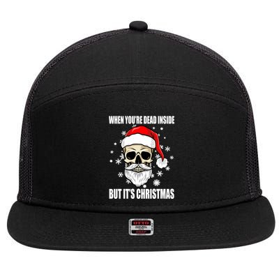 When Youre Dead Inside But Its Christmas Funny Skeleton 7 Panel Mesh Trucker Snapback Hat