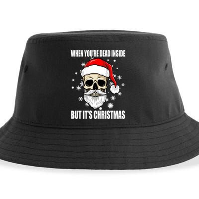 When Youre Dead Inside But Its Christmas Funny Skeleton Sustainable Bucket Hat