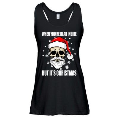 When Youre Dead Inside But Its Christmas Funny Skeleton Ladies Essential Flowy Tank