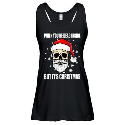 When Youre Dead Inside But Its Christmas Funny Skeleton Ladies Essential Flowy Tank