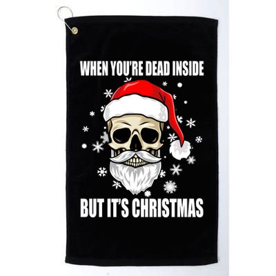 When Youre Dead Inside But Its Christmas Funny Skeleton Golf Towel