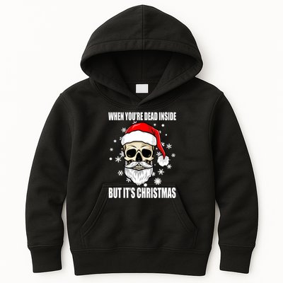 When Youre Dead Inside But Its Christmas Funny Skeleton Kids Hoodie