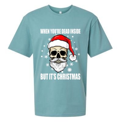 When Youre Dead Inside But Its Christmas Funny Skeleton Sueded Cloud Jersey T-Shirt