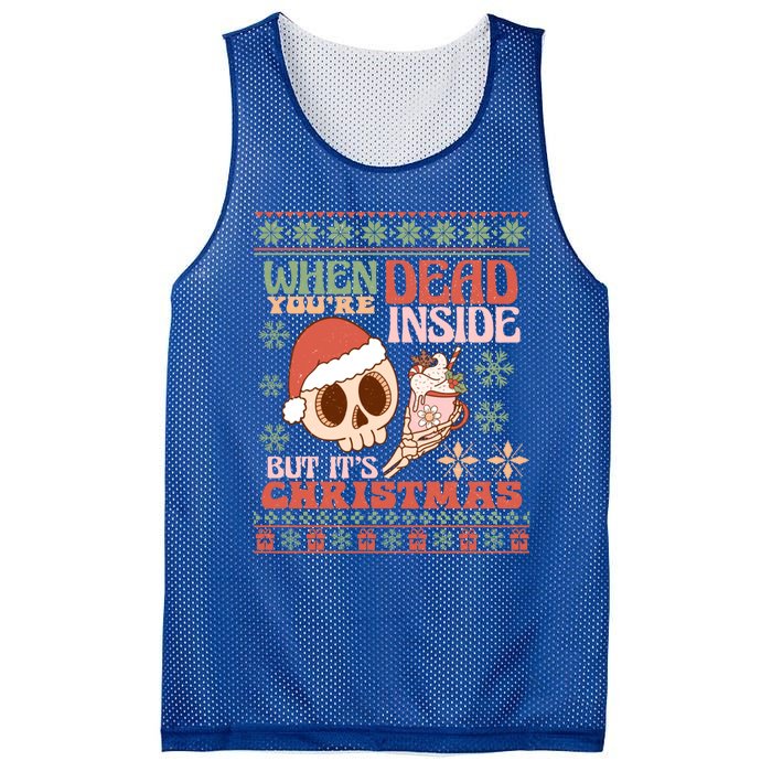 When Your Dead Inside But ItS Christmas Ugly Sweater Retro Funny Gift Mesh Reversible Basketball Jersey Tank