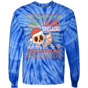 When Your Dead Inside But ItS Christmas Ugly Sweater Retro Funny Gift Tie-Dye Long Sleeve Shirt