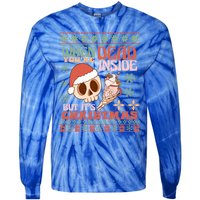 When Your Dead Inside But ItS Christmas Ugly Sweater Retro Funny Gift Tie-Dye Long Sleeve Shirt