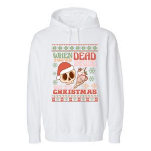 When Your Dead Inside But ItS Christmas Ugly Sweater Retro Funny Gift Garment-Dyed Fleece Hoodie