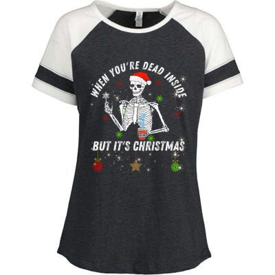 When Your Dead Inside But ItS The Holiday Season Christmas Gift Enza Ladies Jersey Colorblock Tee