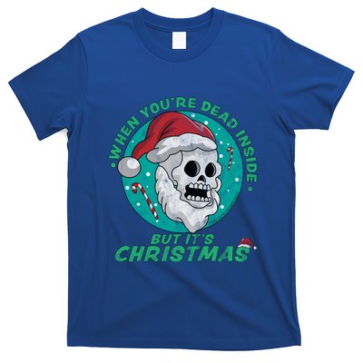When YouRe Dead Inside But ItS Christmas Funny Santa Skull Cool Gift T-Shirt