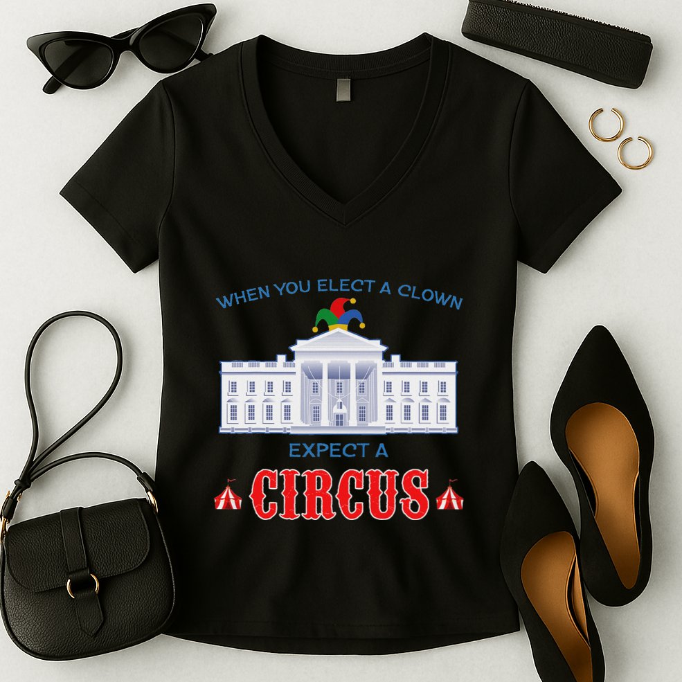 When You Elect A Clown Expect A Circus Anti Trump Women's V-Neck T-Shirt