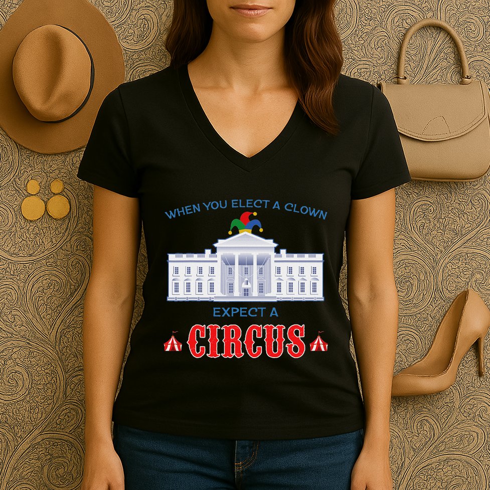 When You Elect A Clown Expect A Circus Anti Trump Women's V-Neck T-Shirt