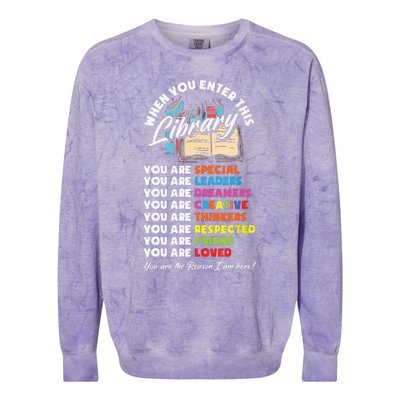 When You Enter This Library Funny Librarian Book Lover Gift Colorblast Crewneck Sweatshirt