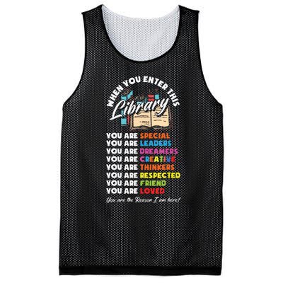 When You Enter This Library Funny Librarian Book Lover Gift Mesh Reversible Basketball Jersey Tank