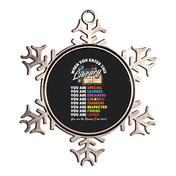 When You Enter This Library Funny Librarian Book Lover Gift Metallic Star Ornament