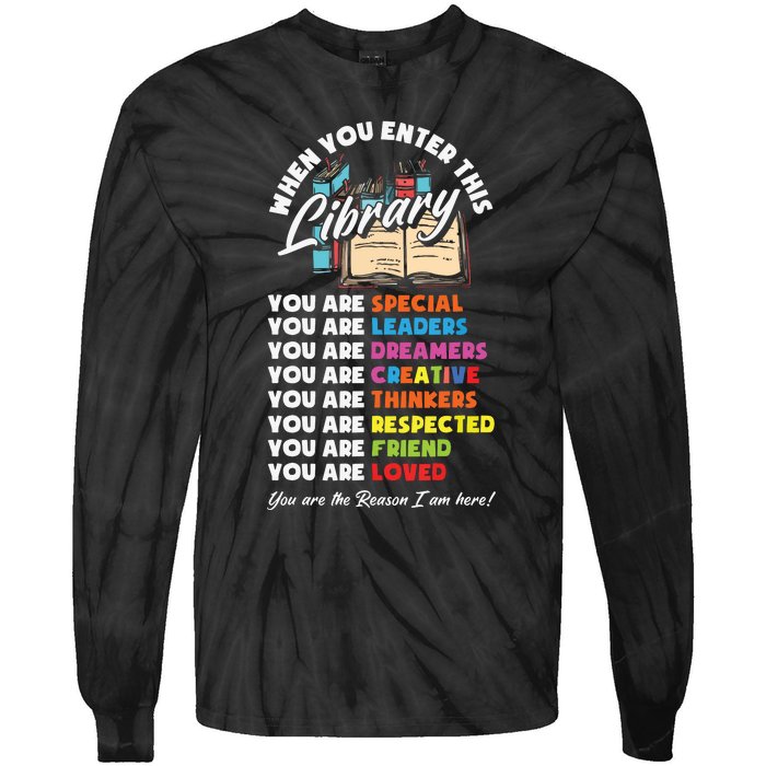 When You Enter This Library Funny Librarian Book Lover Gift Tie-Dye Long Sleeve Shirt